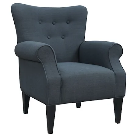 Upholstered Chair with Wing-Tipped and Button Tufted Back